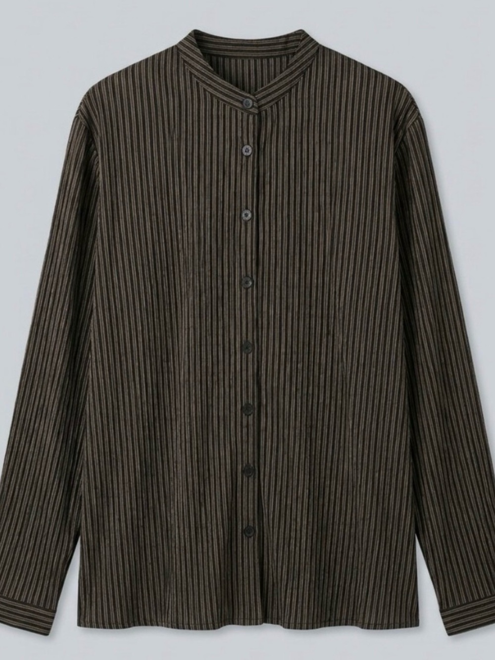 Eileen Fisher Mandarin Collar Long Sleeve Striped Blouse Sz 1x EUC